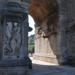 A fence goes around the Arch of Constantine