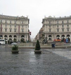 Piazza della Repubblica is at the top of the road from Via Nazionale
